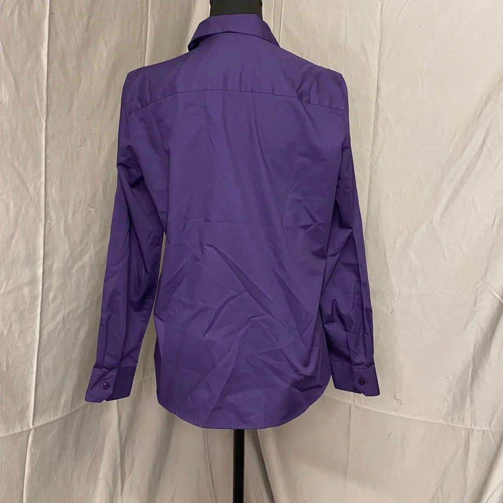 Foxcroft Purple Button-Front Shirt - Picture 3 of 8